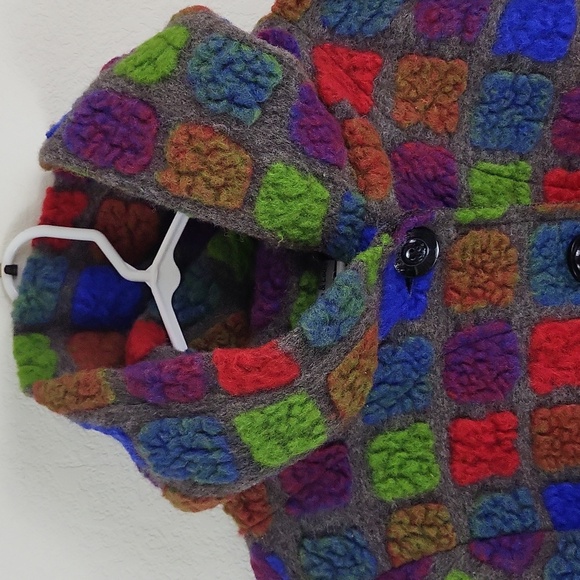 Charlotte & Louis Wool Blend Colorful Jacket Size EU 48 / US 16 - Picture 3 of 12